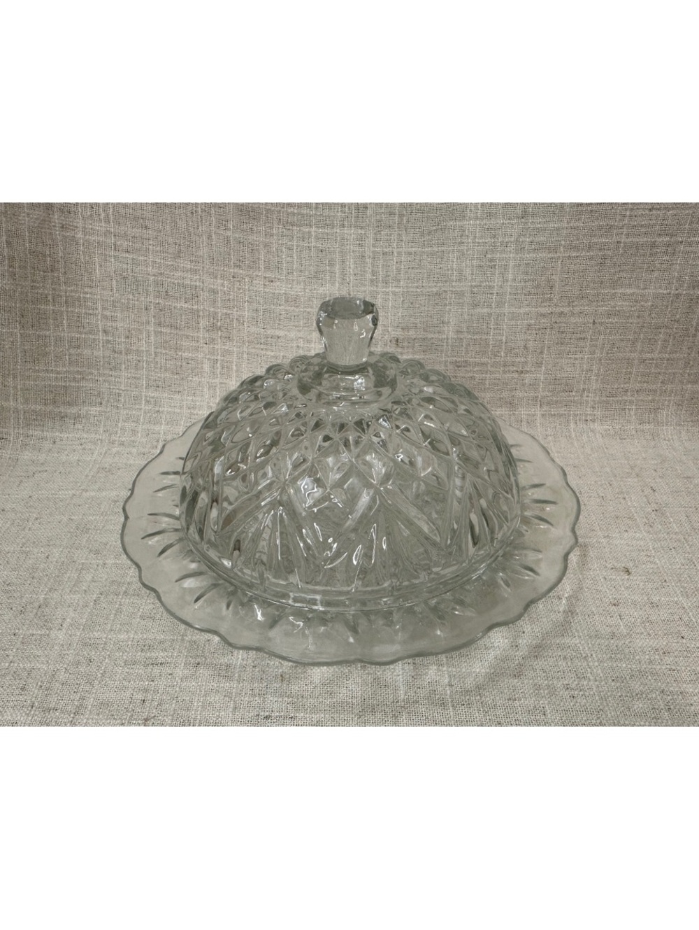 Vintage Anchor Hocking Prescut Pineapple Clear Crystal Butter Dish
